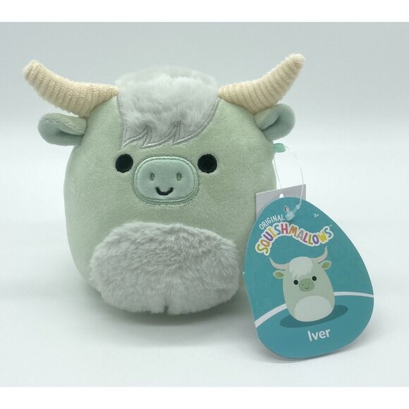 Squishmallow 5” Iver Green Highland Cow Bull Canadian Exclusive Plush NWT New - Picture 1 of 5
